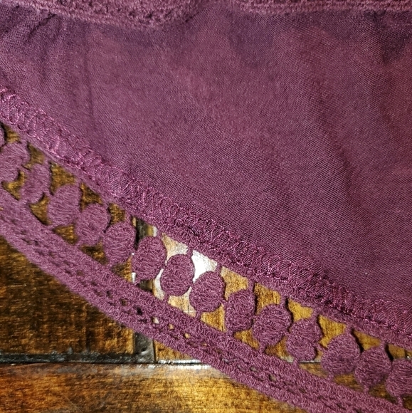 Knox Rose Long Sleeve Burgandy/Purple Cold Shoulder Ruffle Top Large - Picture 8 of 12